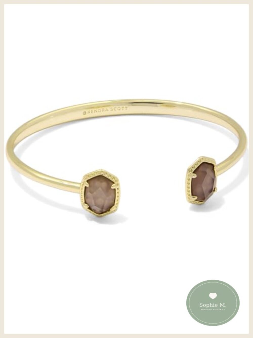 Daphne Frame Cuff Bracelet Gold Taupe Mother Of Pearl One Size
